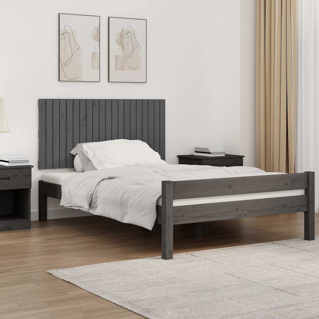 vidaXL Wezgłowie łóżka, szare, 127,5x3x60 cm, lite drewno sosnowe