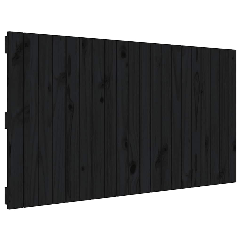 vidaXL Wezgłowie łóżka, czarne, 127,5x3x60 cm, lite drewno sosnowe