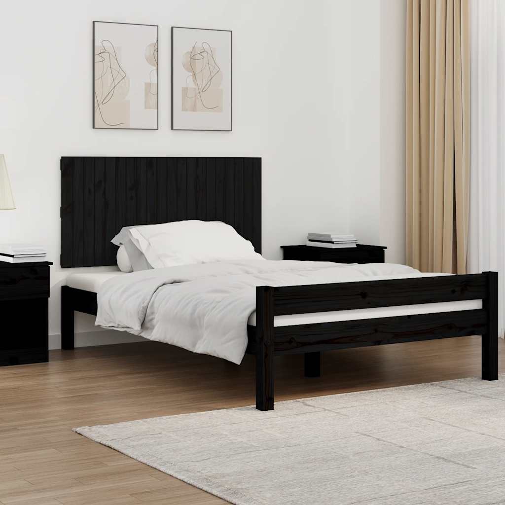 vidaXL Wezgłowie łóżka, czarne, 127,5x3x60 cm, lite drewno sosnowe
