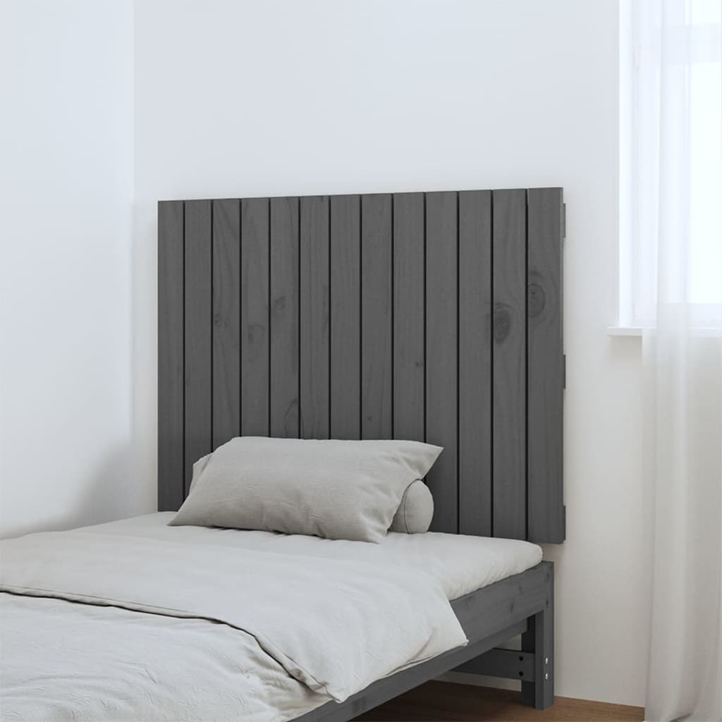 vidaXL Wezgłowie łóżka, szare, 82,5x3x60 cm, lite drewno sosnowe