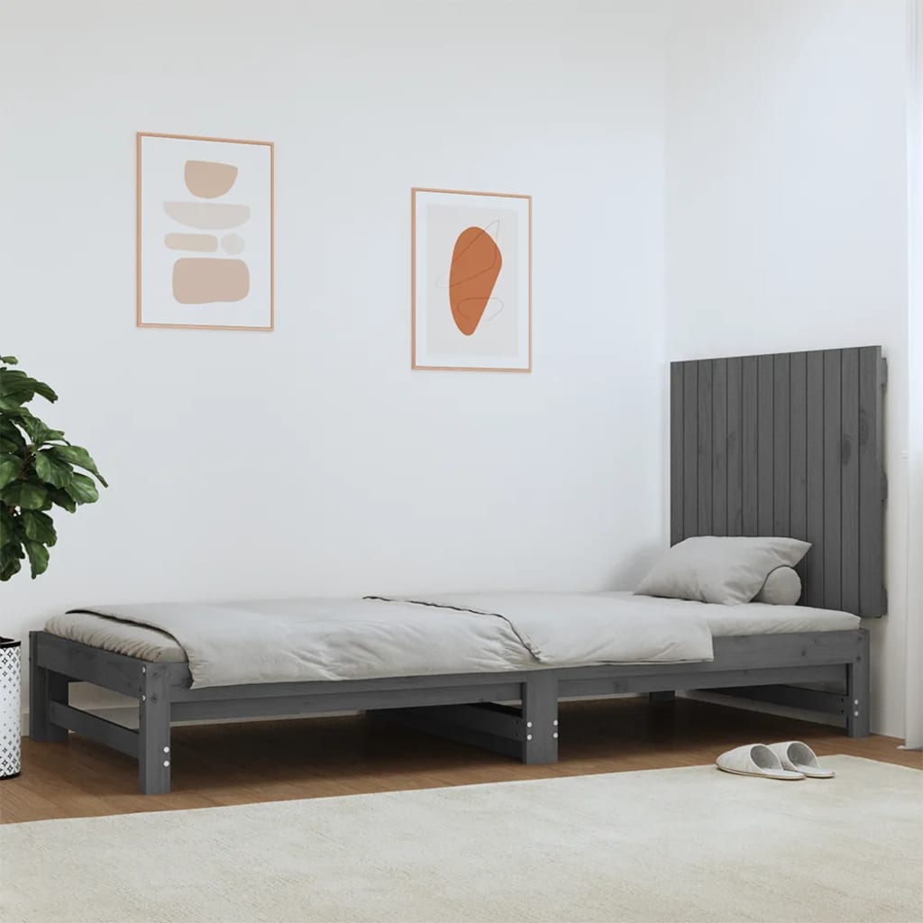 vidaXL Wezgłowie łóżka, szare, 82,5x3x60 cm, lite drewno sosnowe