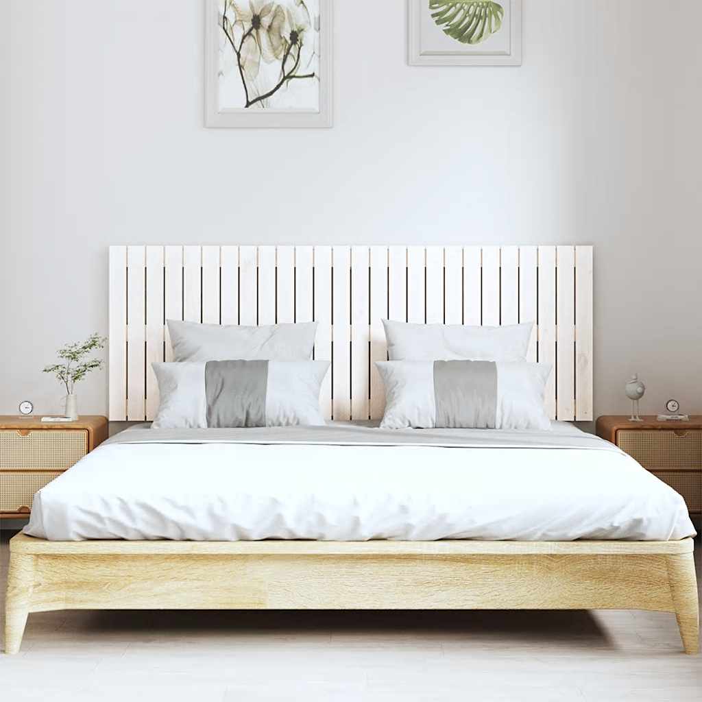 vidaXL Wezgłowie łóżka, białe, 166x3x60 cm, lite drewno sosnowe