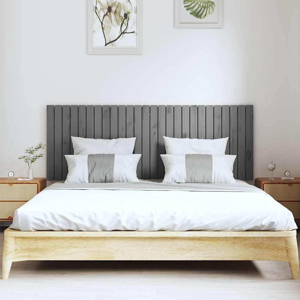 vidaXL Wezgłowie łóżka, szare, 166x3x60 cm, lite drewno sosnowe