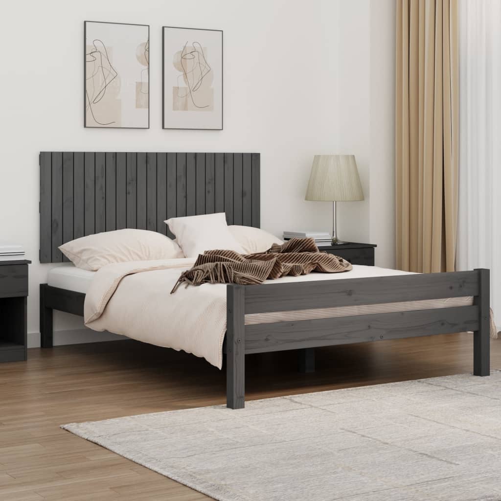 vidaXL Wezgłowie łóżka, szare, 140x3x60 cm, lite drewno sosnowe