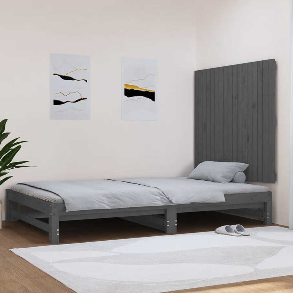 vidaXL Wezgłowie łóżka, szare, 108x3x90 cm, lite drewno sosnowe