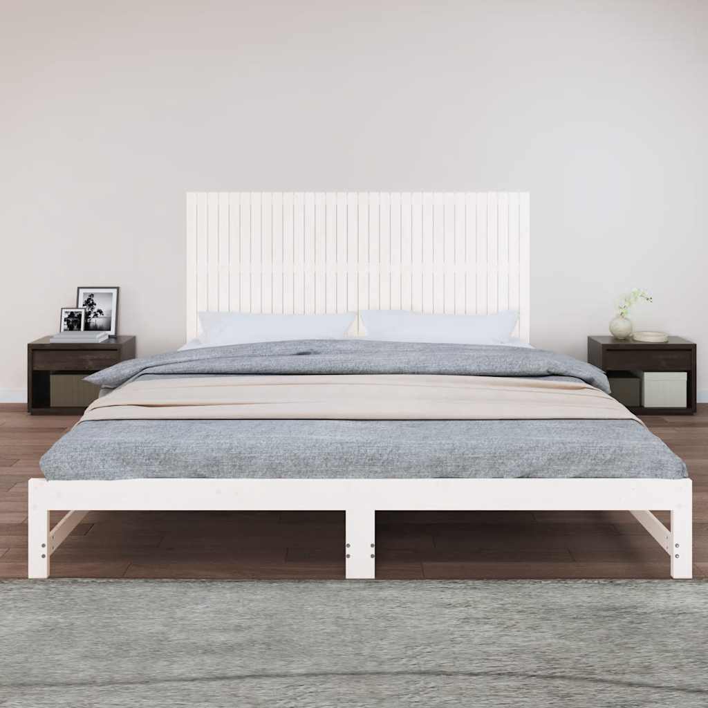 vidaXL Wezgłowie łóżka, białe, 204x3x90 cm, lite drewno sosnowe