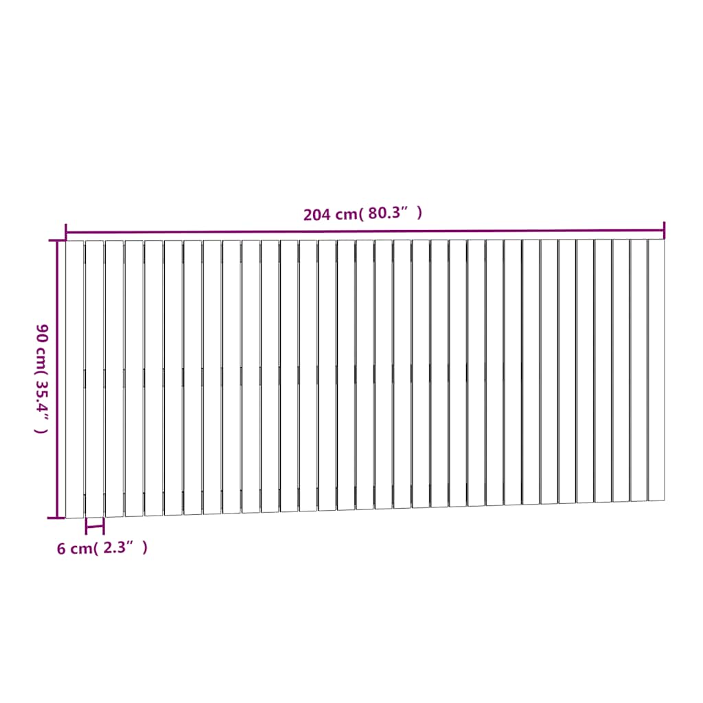 vidaXL Wezgłowie łóżka, białe, 204x3x90 cm, lite drewno sosnowe