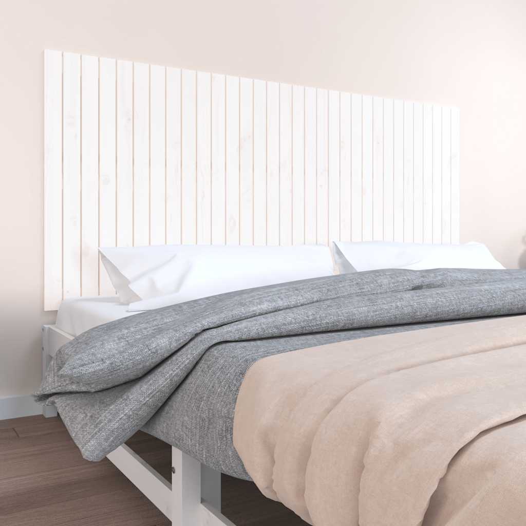 vidaXL Wezgłowie łóżka, białe, 204x3x90 cm, lite drewno sosnowe