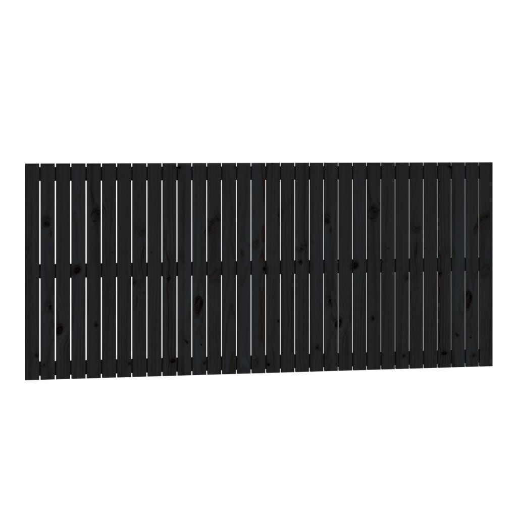 vidaXL Wezgłowie łóżka, czarne, 204x3x90 cm, lite drewno sosnowe