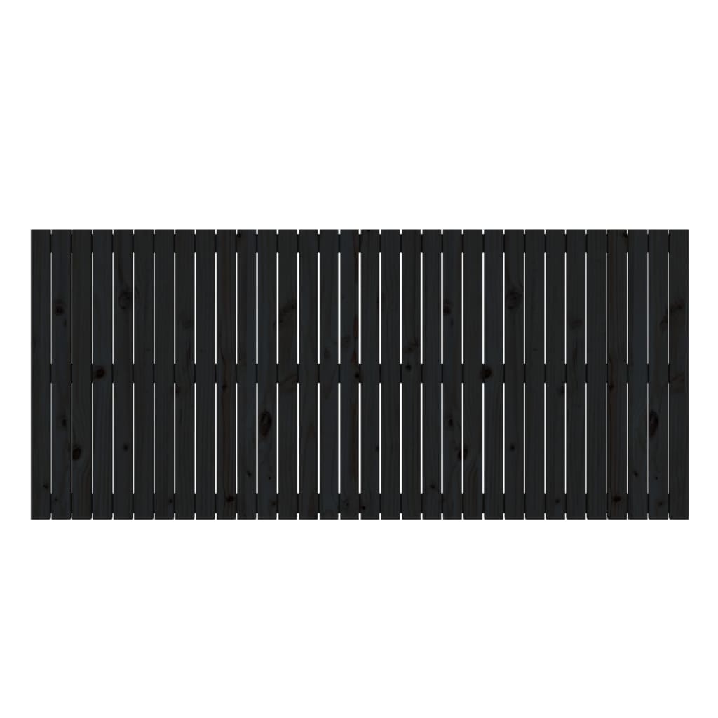 vidaXL Wezgłowie łóżka, czarne, 204x3x90 cm, lite drewno sosnowe