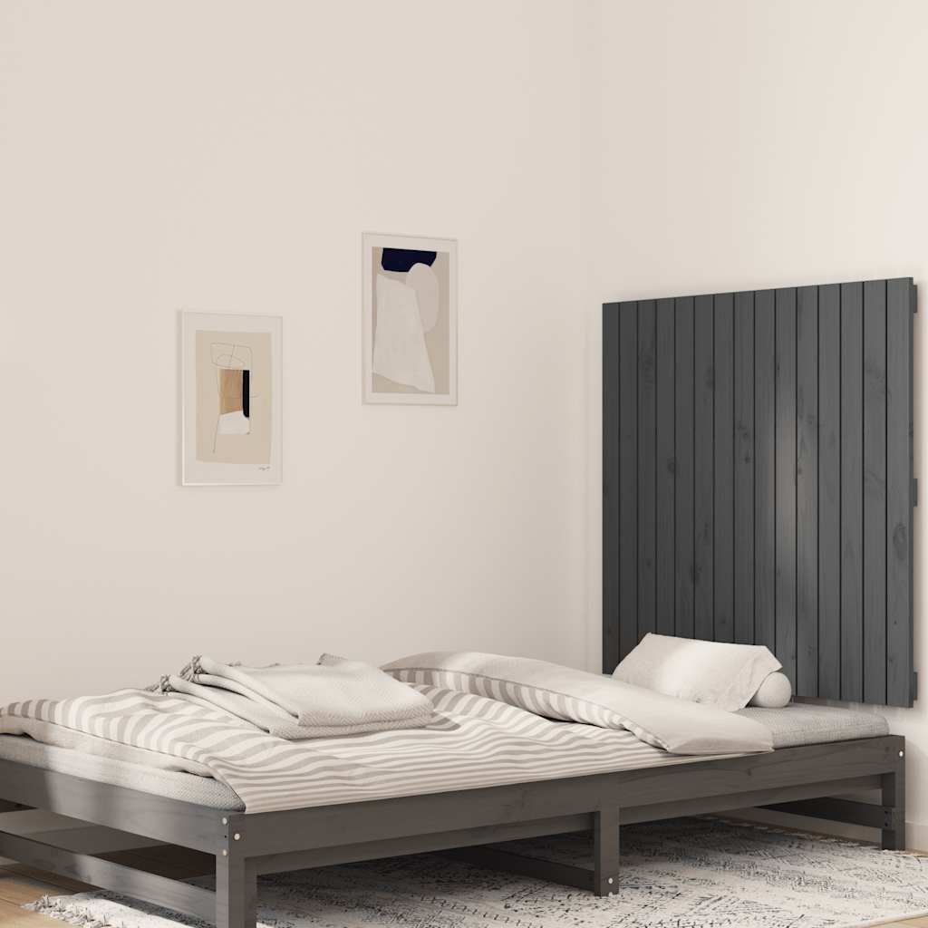 vidaXL Wezgłowie łóżka, szare, 95,5x3x90 cm, lite drewno sosnowe