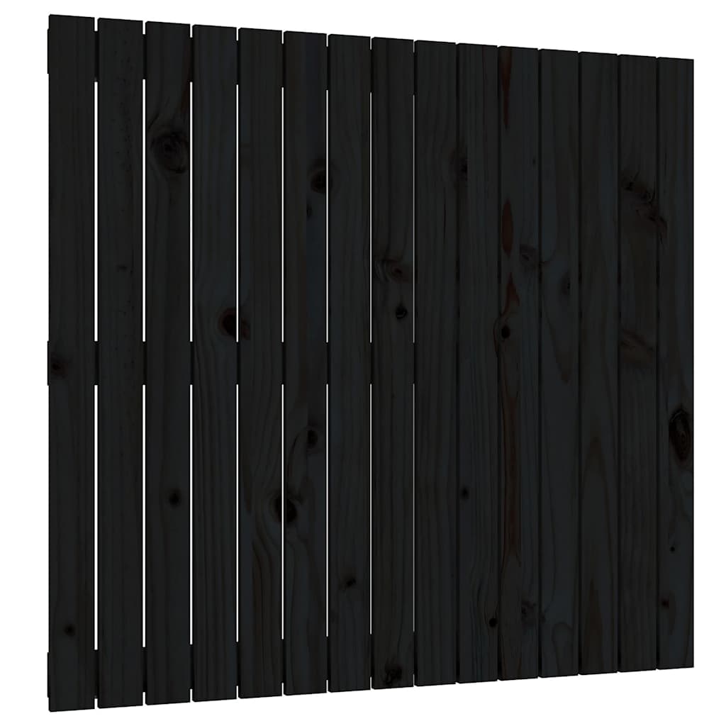vidaXL Wezgłowie łóżka, czarne, 95,5x3x90 cm, lite drewno sosnowe