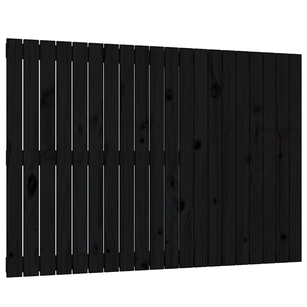 vidaXL Wezgłowie łóżka, czarne, 127,5x3x90 cm, lite drewno sosnowe