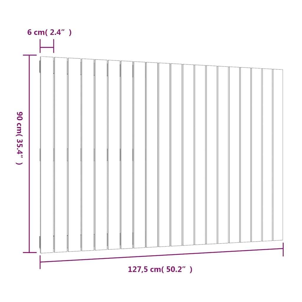 vidaXL Wezgłowie łóżka, czarne, 127,5x3x90 cm, lite drewno sosnowe