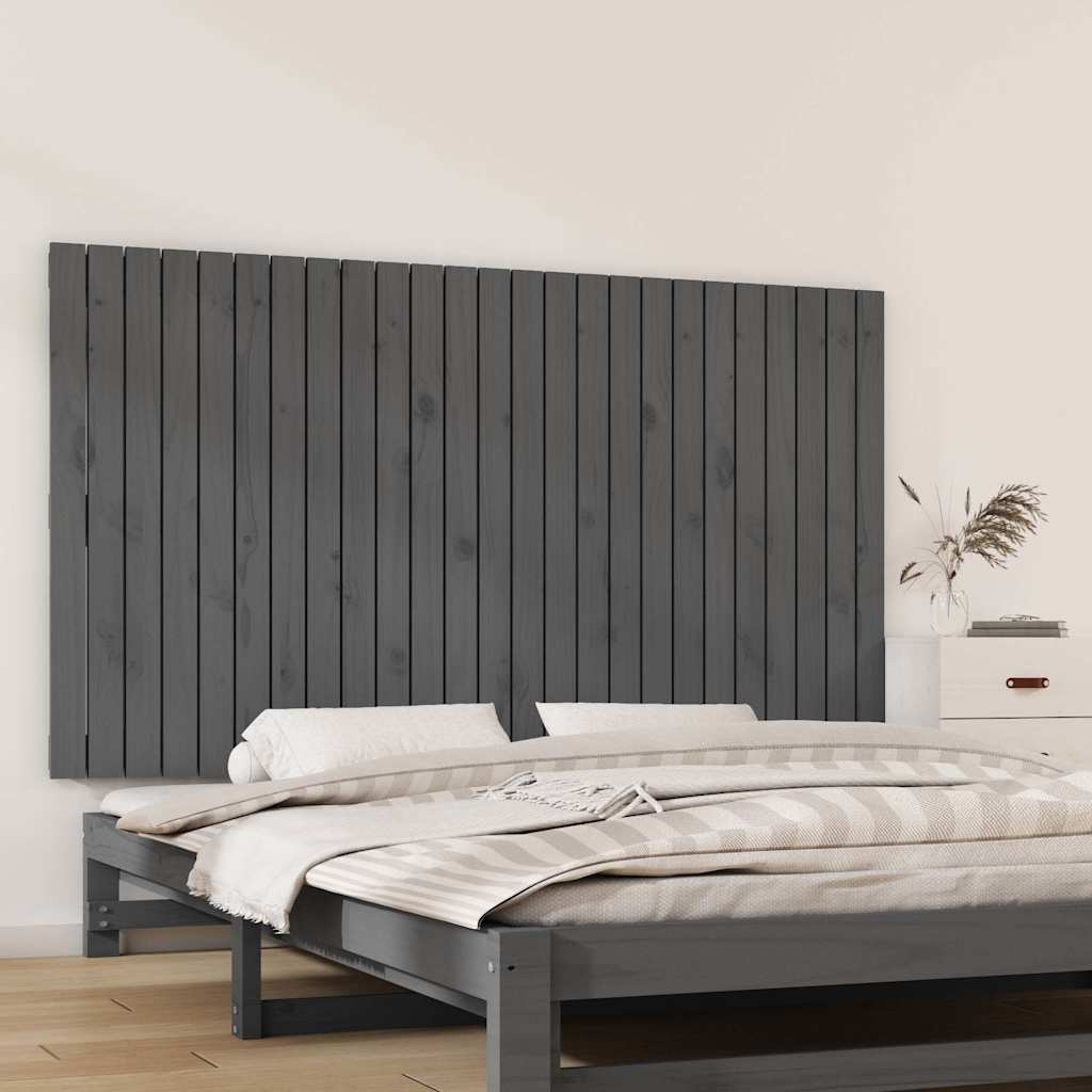 vidaXL Wezgłowie łóżka, szare, 159,5x3x90 cm, lite drewno sosnowe