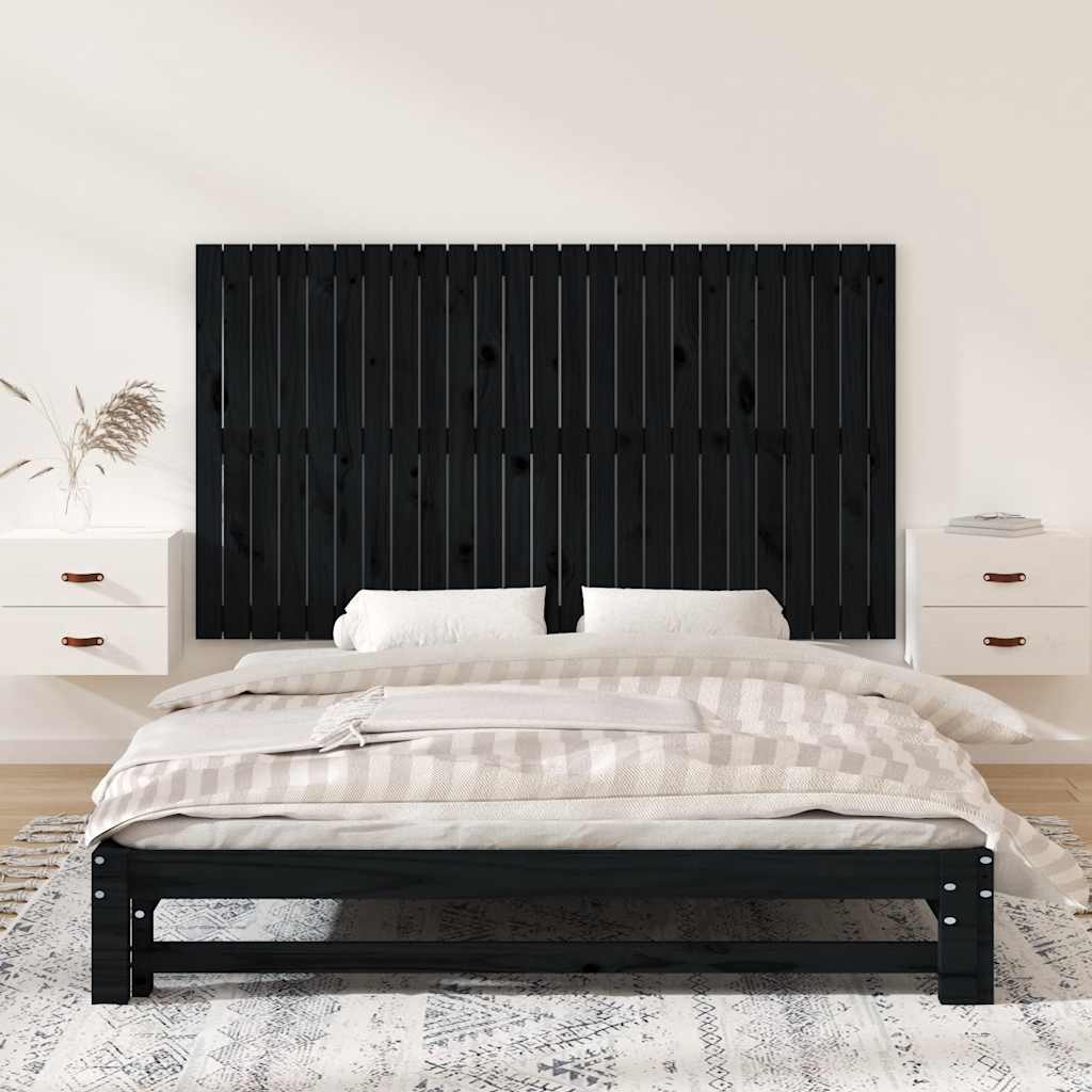 vidaXL Wezgłowie łóżka, czarne, 159,5x3x90 cm, lite drewno sosnowe