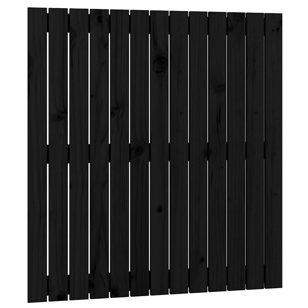 vidaXL Wezgłowie łóżka, czarne, 82,5x3x90 cm, lite drewno sosnowe
