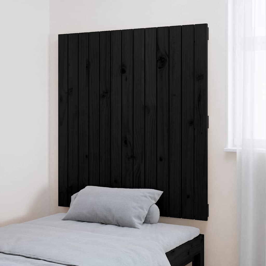 vidaXL Wezgłowie łóżka, czarne, 82,5x3x90 cm, lite drewno sosnowe
