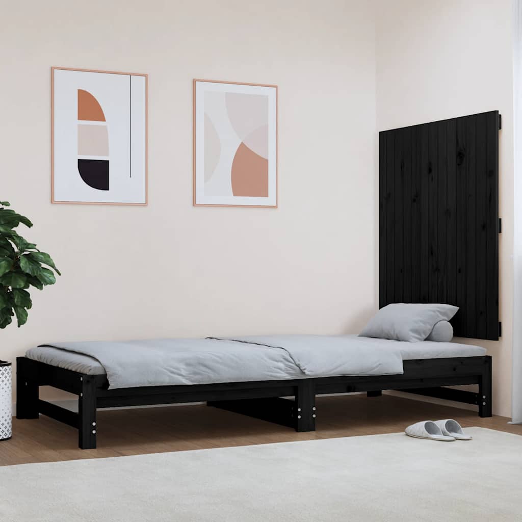 vidaXL Wezgłowie łóżka, czarne, 82,5x3x90 cm, lite drewno sosnowe