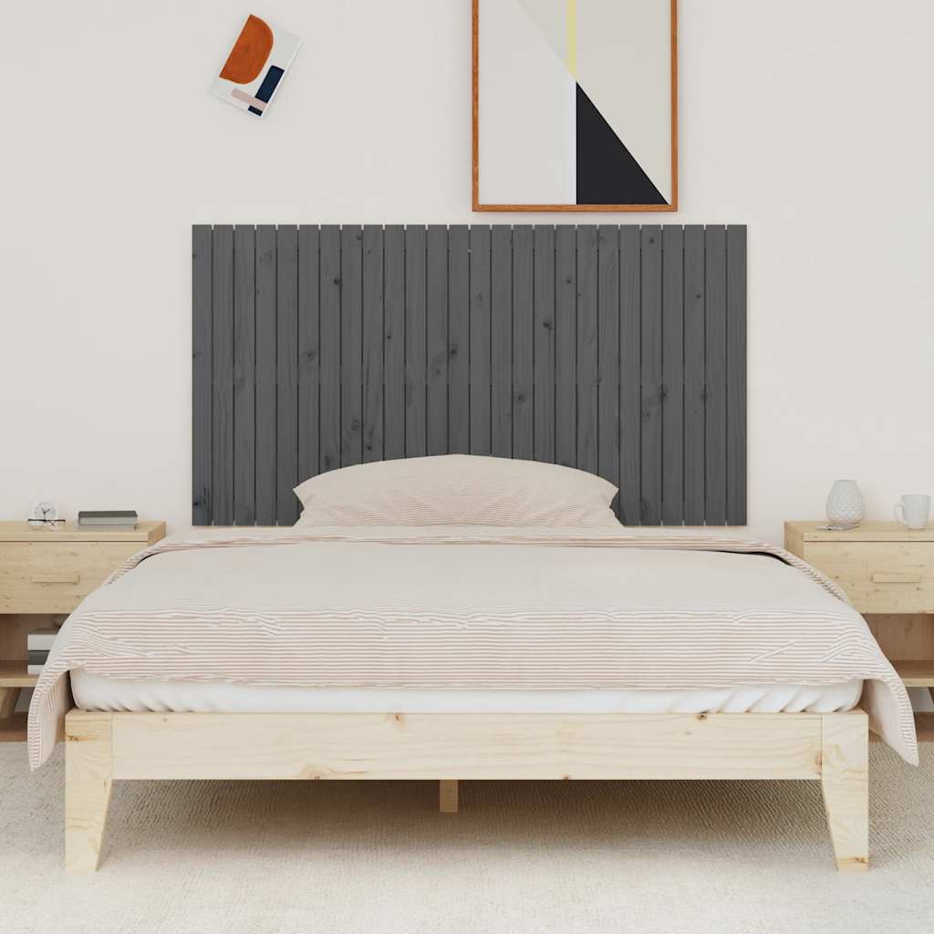 vidaXL Wezgłowie łóżka, szare, 166x3x90 cm, lite drewno sosnowe