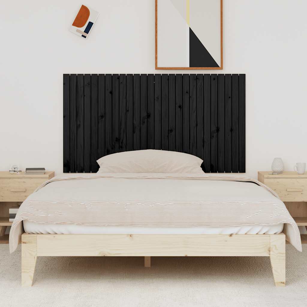 vidaXL Wezgłowie łóżka, czarne, 166x3x90 cm, lite drewno sosnowe
