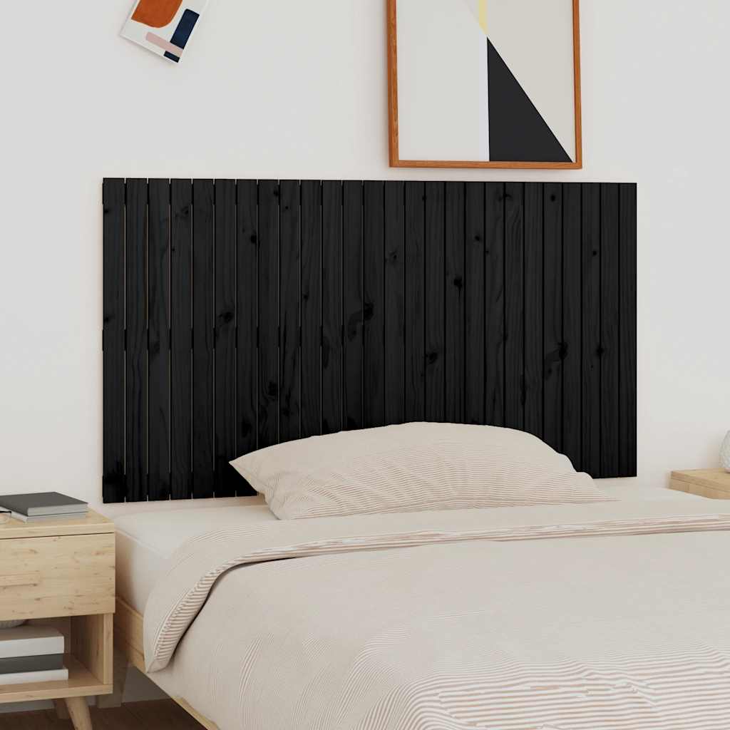 vidaXL Wezgłowie łóżka, czarne, 166x3x90 cm, lite drewno sosnowe