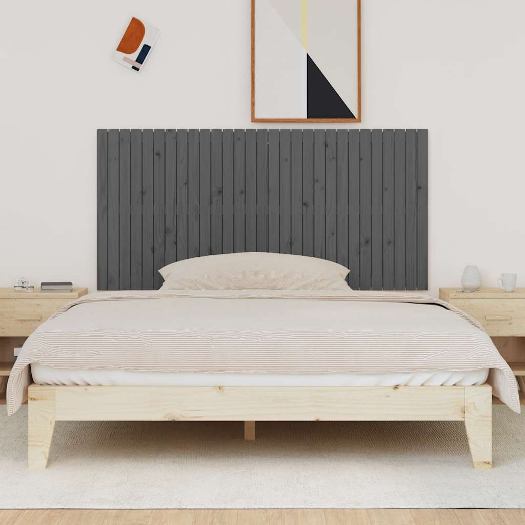 vidaXL Wezgłowie łóżka, szare, 185x3x90 cm, lite drewno sosnowe