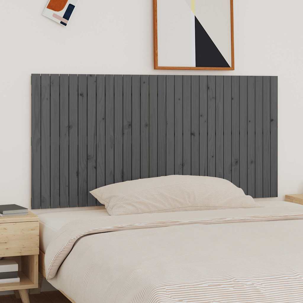 vidaXL Wezgłowie łóżka, szare, 185x3x90 cm, lite drewno sosnowe