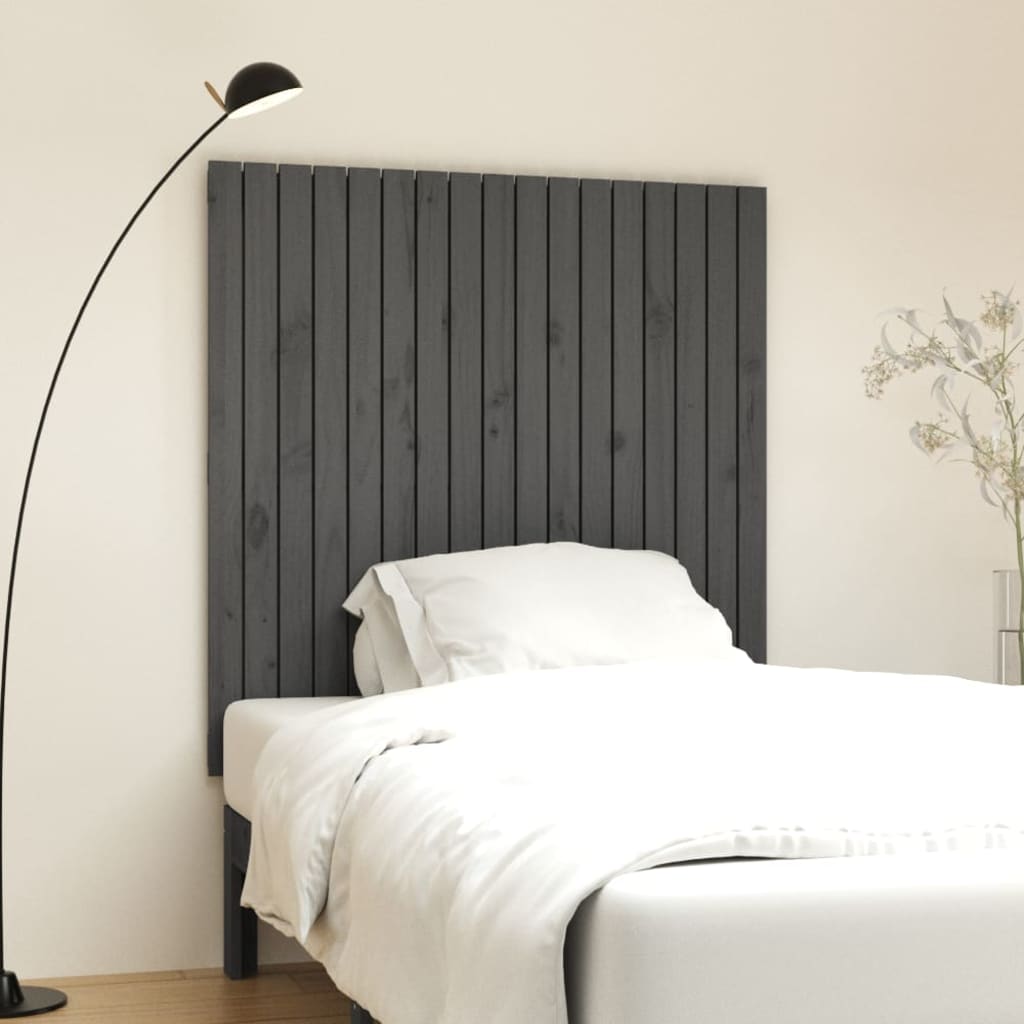 vidaXL Wezgłowie łóżka, szare, 108x3x110 cm, lite drewno sosnowe