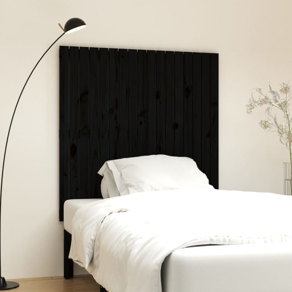 vidaXL Wezgłowie łóżka, czarne, 108x3x110 cm, lite drewno sosnowe