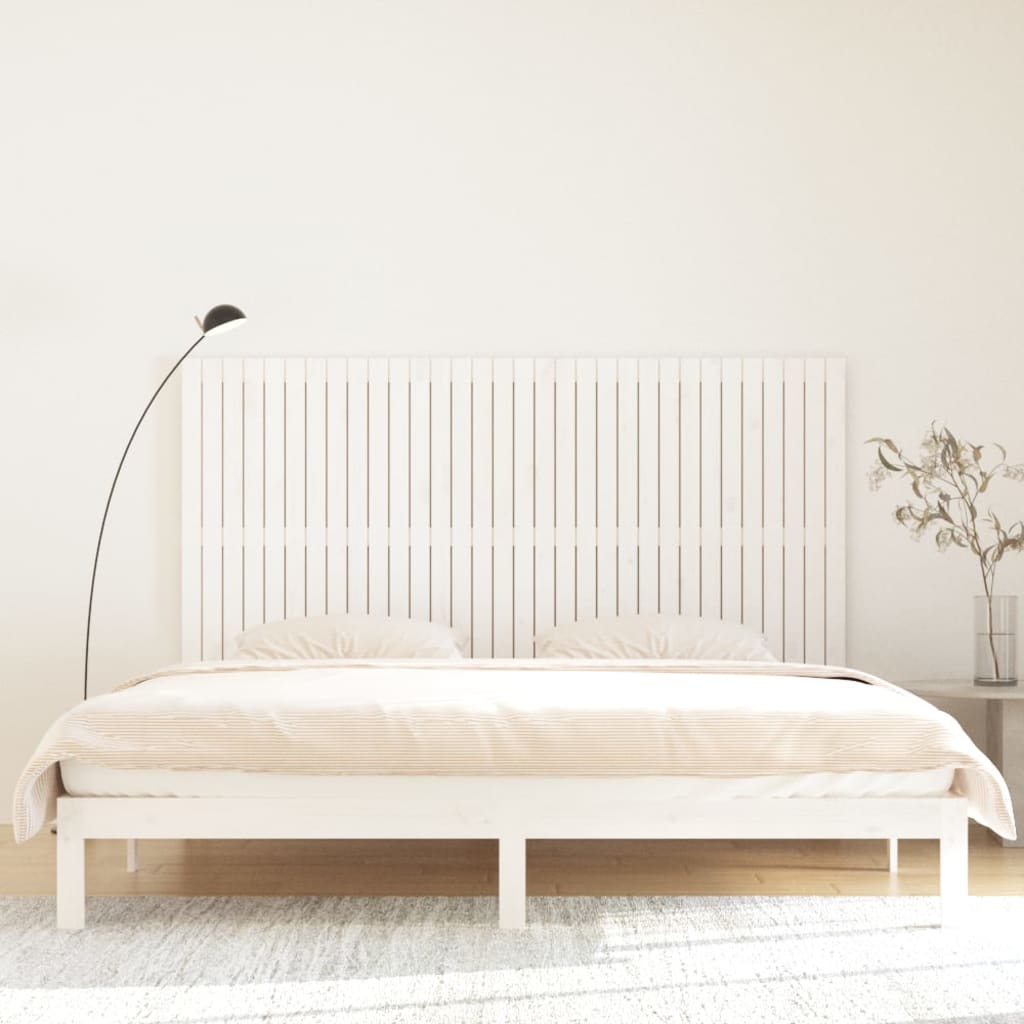 vidaXL Wezgłowie łóżka, białe, 204x3x110 cm, lite drewno sosnowe
