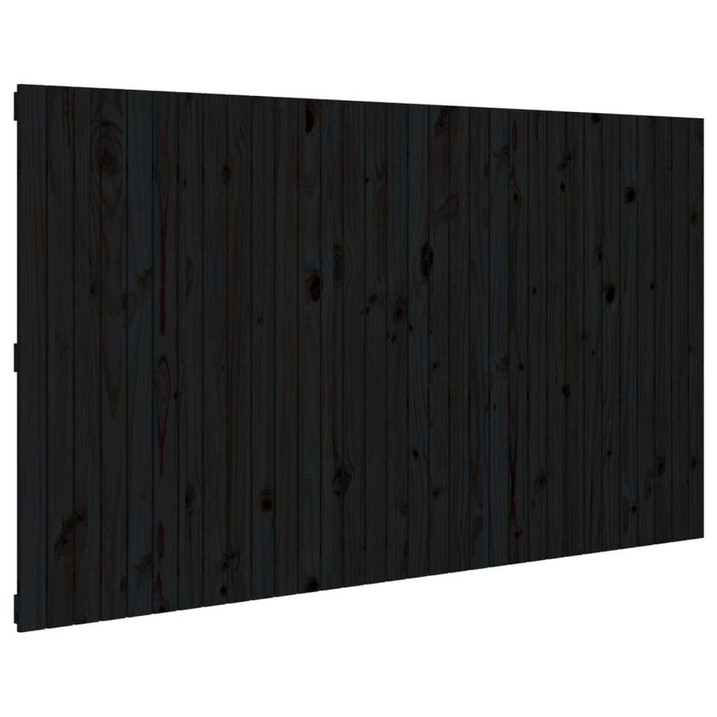 vidaXL Wezgłowie łóżka, czarne, 204x3x110 cm, lite drewno sosnowe