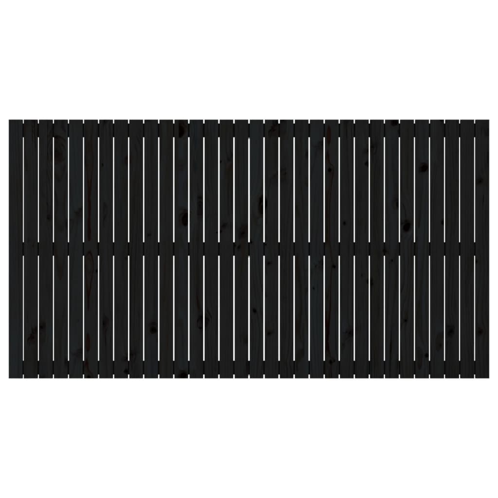 vidaXL Wezgłowie łóżka, czarne, 204x3x110 cm, lite drewno sosnowe