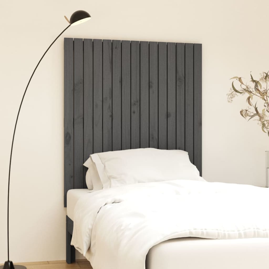vidaXL Wezgłowie łóżka, szare, 95,5x3x110 cm, lite drewno sosnowe