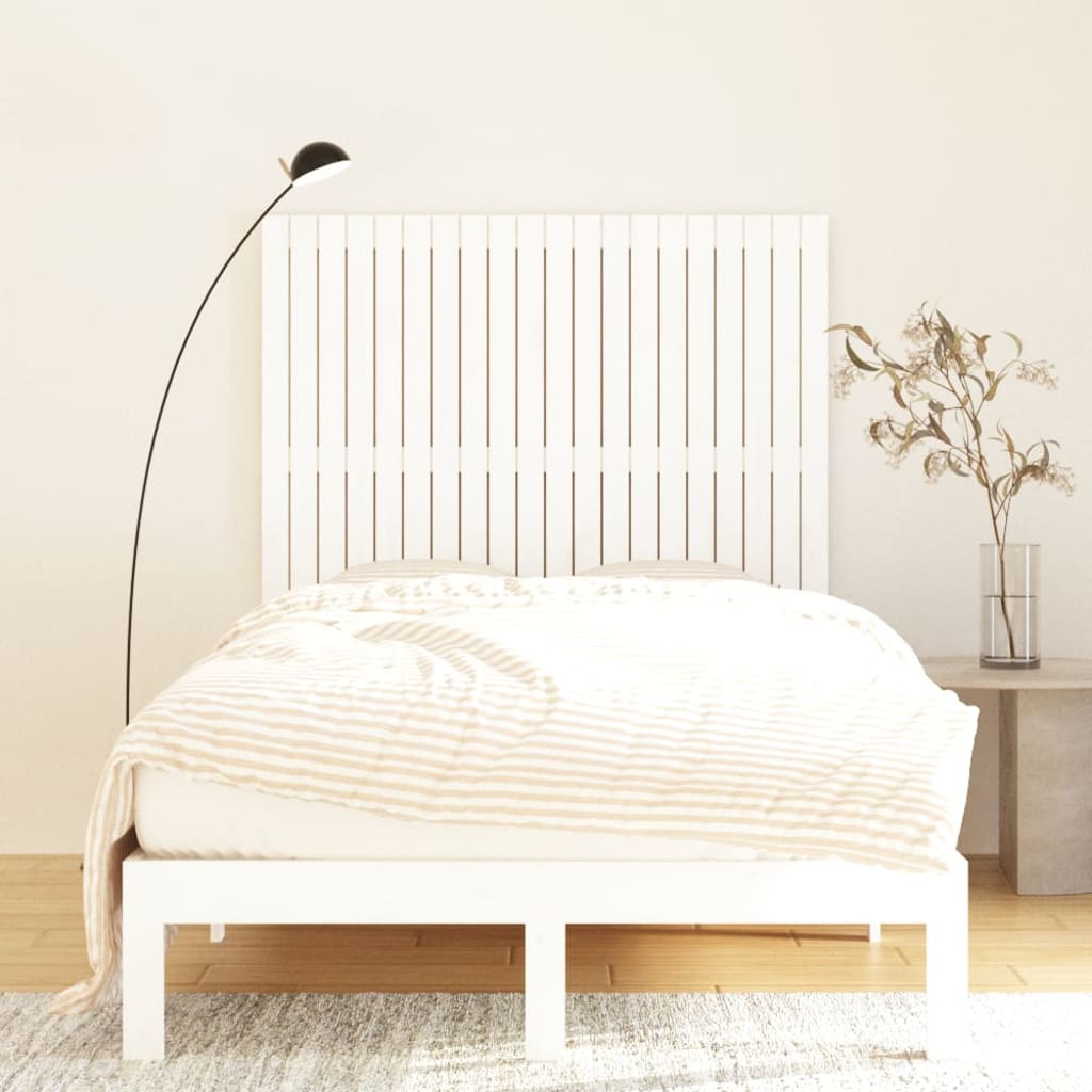 vidaXL Wezgłowie łóżka, białe, 127,5x3x110 cm, lite drewno sosnowe