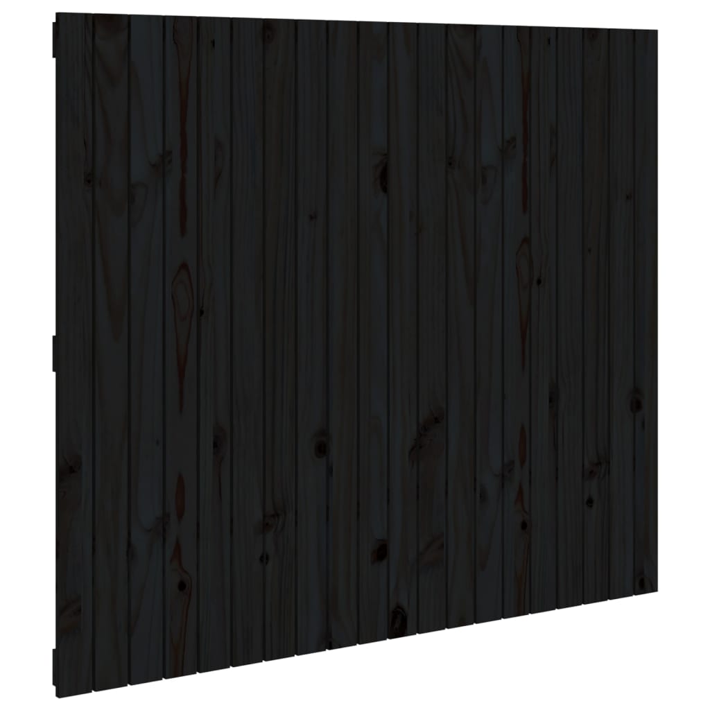 vidaXL Wezgłowie łóżka, czarne, 127,5x3x110 cm, lite drewno sosnowe