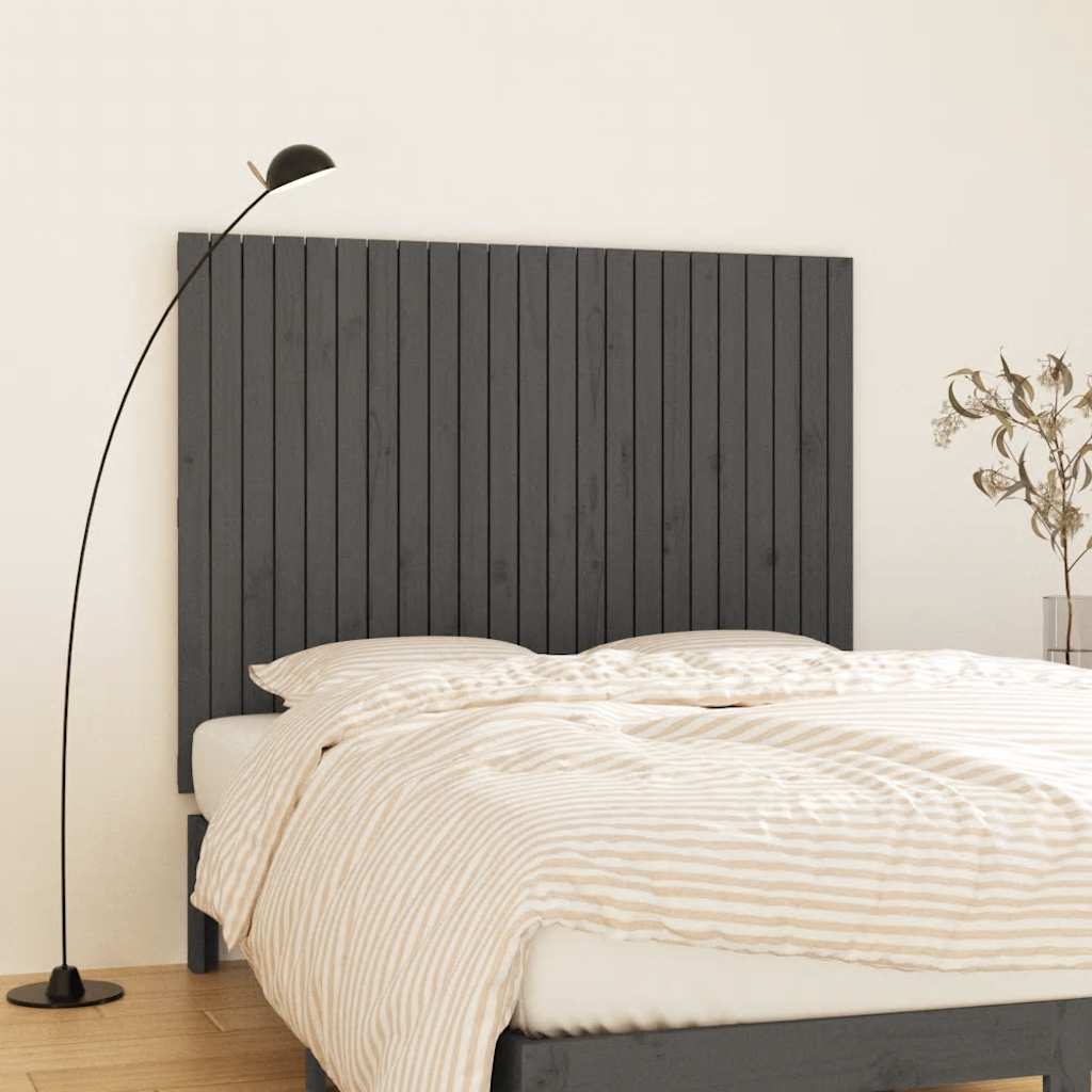 vidaXL Wezgłowie łóżka, szare, 146,5x3x110 cm, lite drewno sosnowe