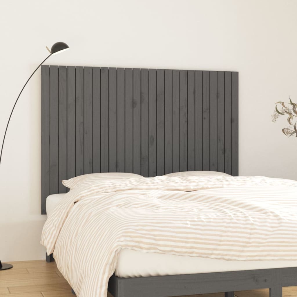 vidaXL Wezgłowie łóżka, szare, 159,5x3x110 cm, lite drewno sosnowe