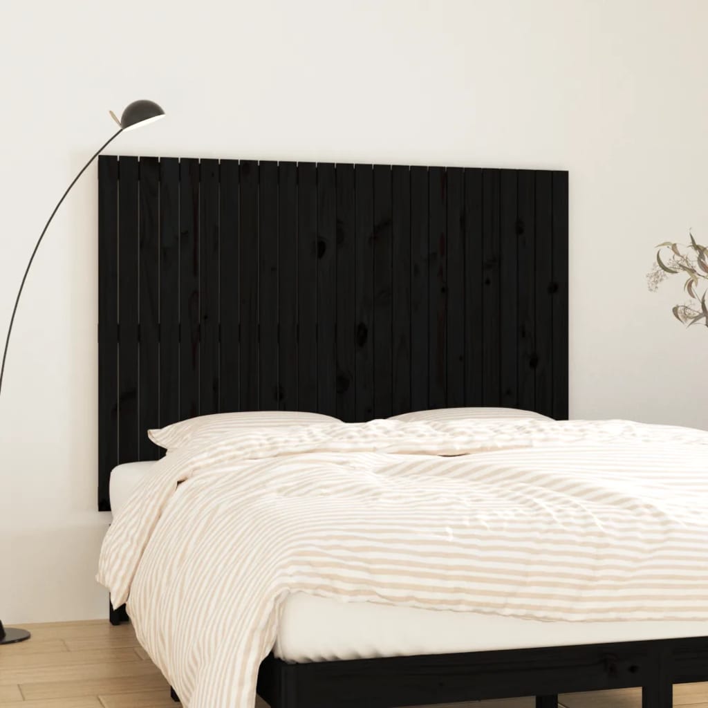 vidaXL Wezgłowie łóżka, czarne, 159,5x3x110 cm, lite drewno sosnowe