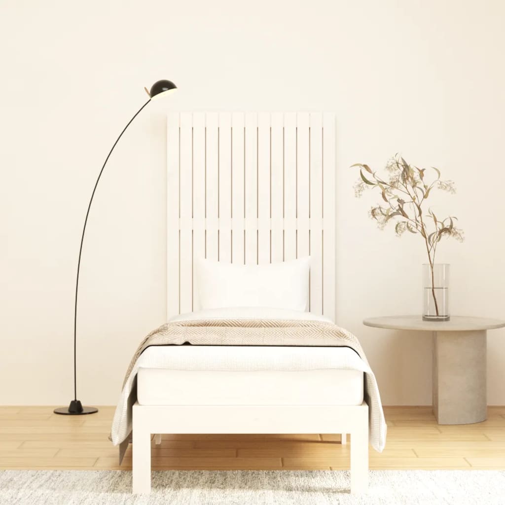 vidaXL Wezgłowie łóżka, białe, 82,5x3x110 cm, lite drewno sosnowe