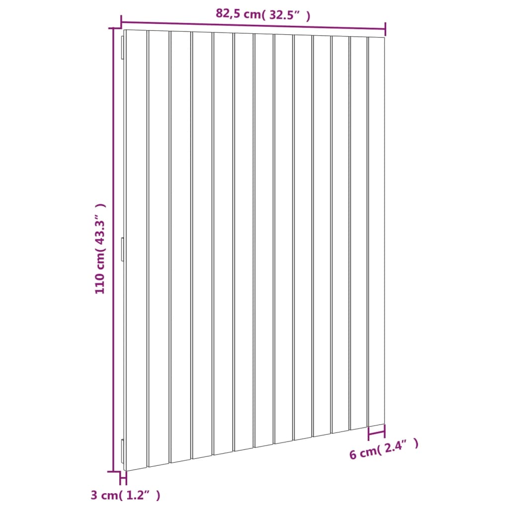 vidaXL Wezgłowie łóżka, białe, 82,5x3x110 cm, lite drewno sosnowe