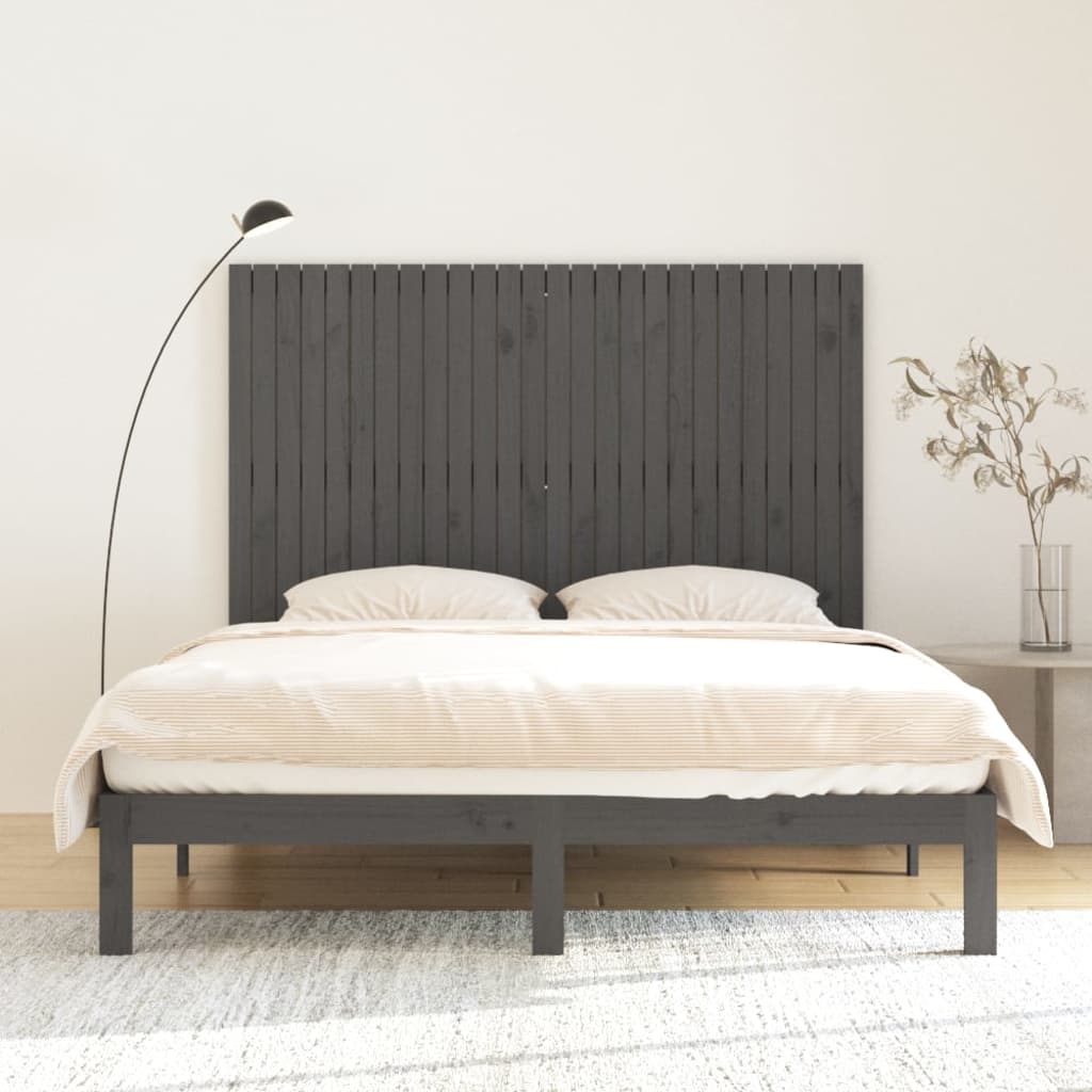 vidaXL Wezgłowie łóżka, szare, 166x3x110 cm, lite drewno sosnowe