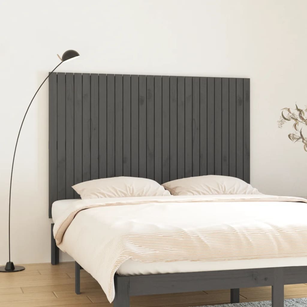 vidaXL Wezgłowie łóżka, szare, 166x3x110 cm, lite drewno sosnowe
