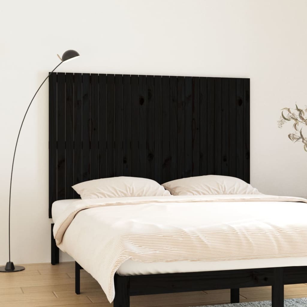 vidaXL Wezgłowie łóżka, czarne, 166x3x110 cm, lite drewno sosnowe