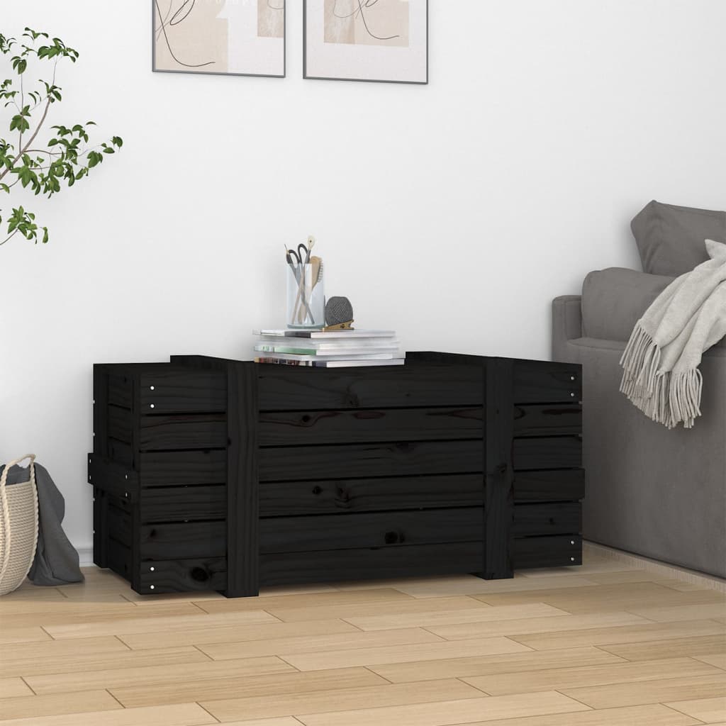 vidaXL Skrzynia do przechowywania, czarna, 91x40,5x42 cm, sosnowa