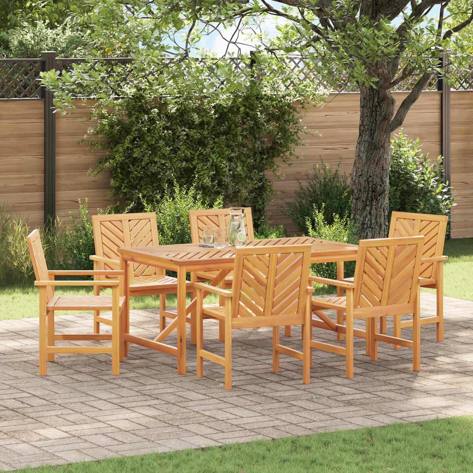 vidaXL Krzesło jadalniane 6 pcs Naturalny 62.5 x 59 x 89 cm