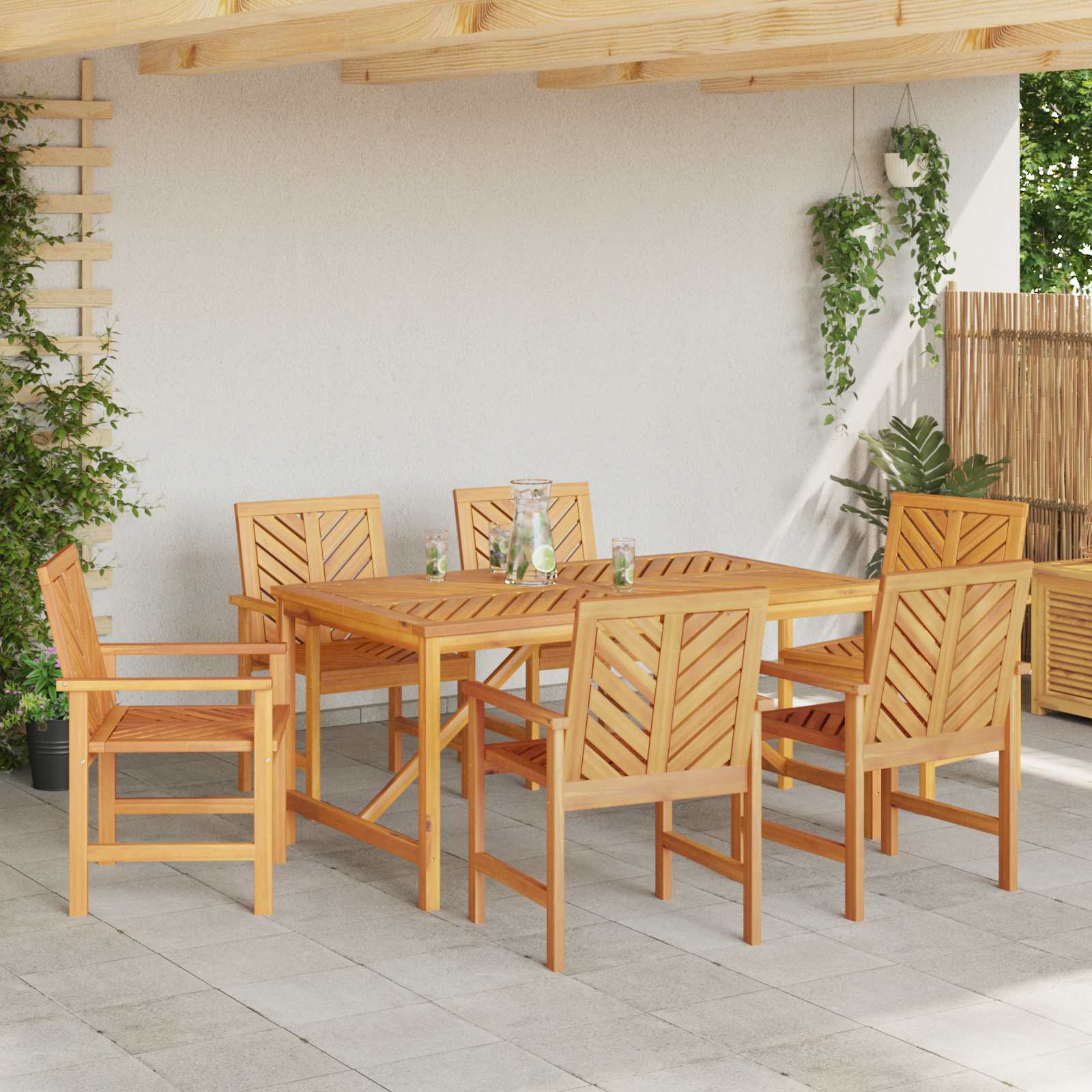 vidaXL Krzesło jadalniane 6 pcs Naturalny 62.5 x 59 x 89 cm
