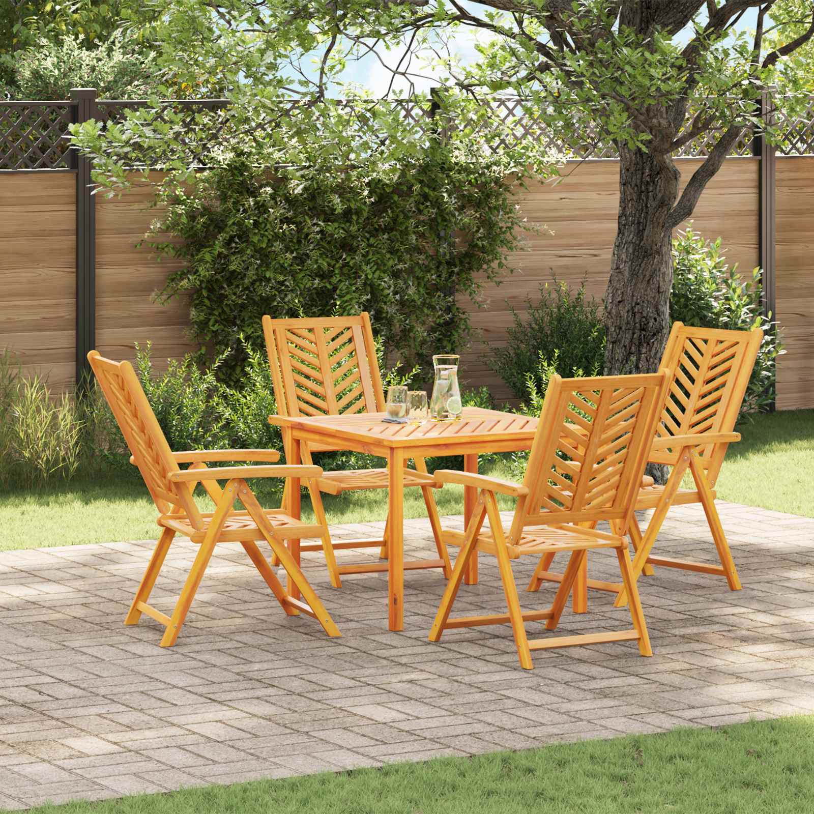 vidaXL Krzesło Ogrodowe 4 pcs Brązowy 57 x 72 x 109 cm