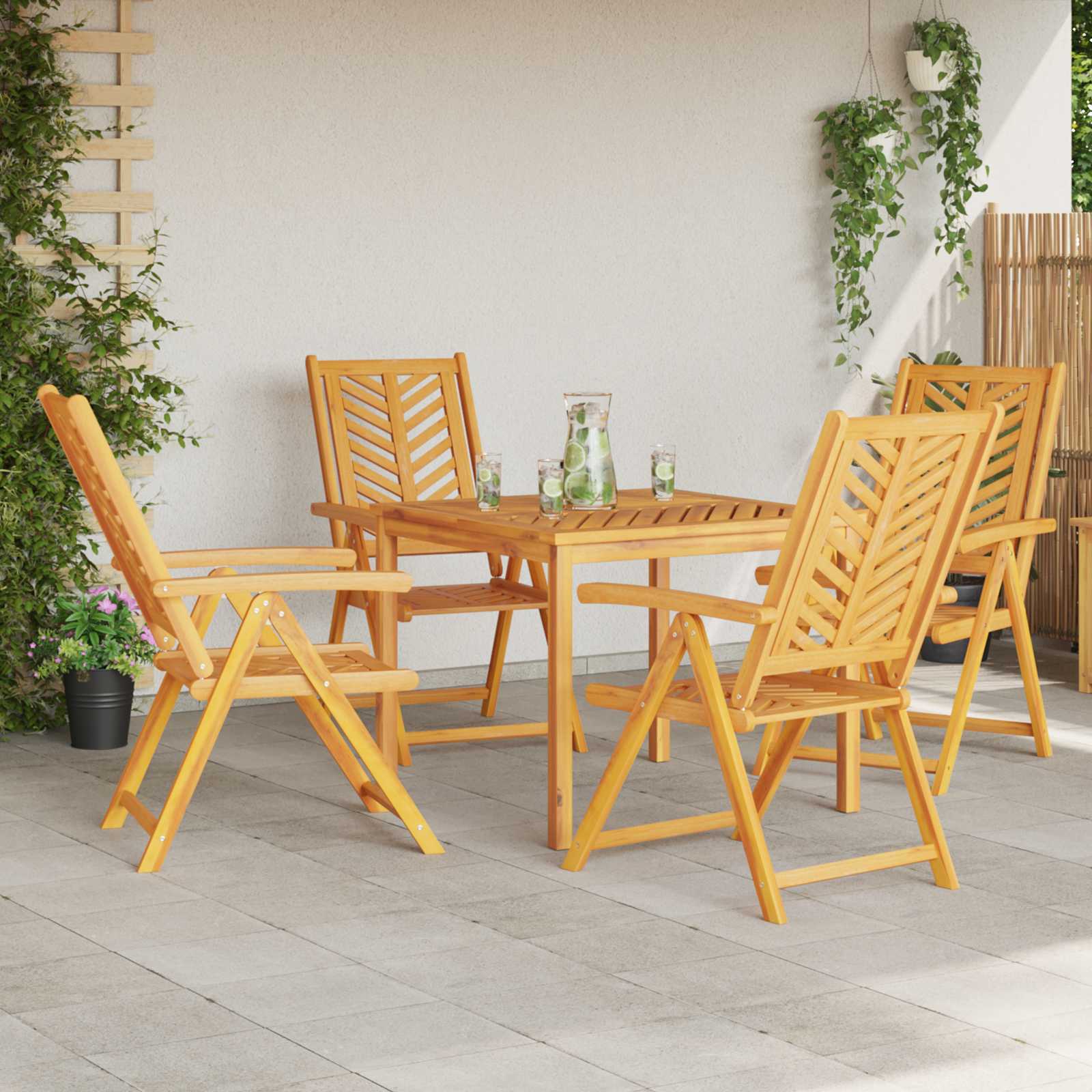 vidaXL Krzesło Ogrodowe 4 pcs Brązowy 57 x 72 x 109 cm