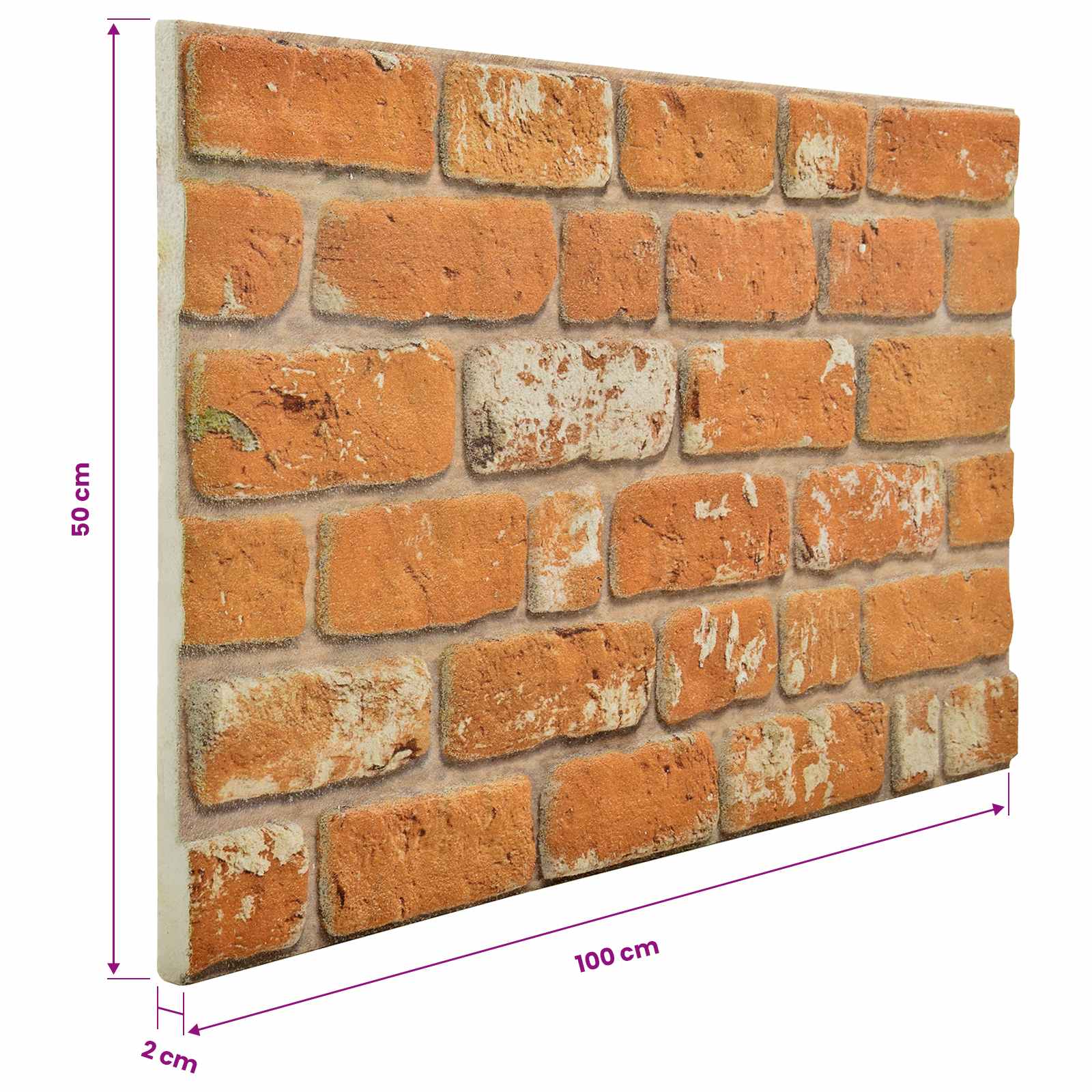 vidaXL Panele ścienne 10 pcs Cegła 100 x 50 cm Pianka EPS